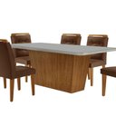 Ver imagem 3 de Mesa Aida 180cm com 6 Cadeiras Carol Moderna Mobília Veludo Marrom/off White/imbuia