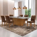 Ver imagem 4 de Mesa Aida 180cm com 6 Cadeiras Carol Moderna Mobília Veludo Marrom/off White/imbuia