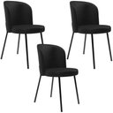 Ver imagem 1 de Kit 3 Cadeiras Sala de Jantar Estofada Gavi L02 Couríssimo Preto - Lyam Decor