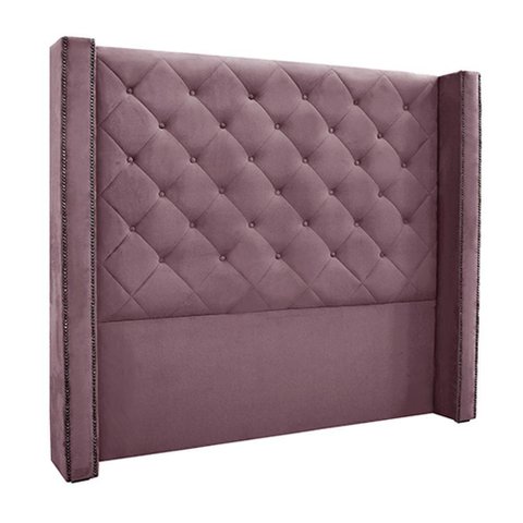 Cabeceira Decorativa Loewe King Size no Estrado MDF-MDP Veludo Roxo Gran Belo