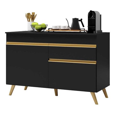 Balcão de Cozinha para Pia 120 Cm Multimóveis Veneza Gb 2 Portas 1 Gaveta Fg3680 Preto