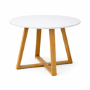 Ver imagem 6 de Mesa de Jantar Redonda Livia 90cm Branca com Base Mel em Eucalipto 4 Lugares