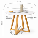Ver imagem 5 de Mesa de Jantar Redonda Livia 90cm Branca com Base Mel em Eucalipto 4 Lugares