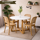 Ver imagem 2 de Mesa de Jantar Redonda Livia 90cm Branca com Base Mel em Eucalipto 4 Lugares