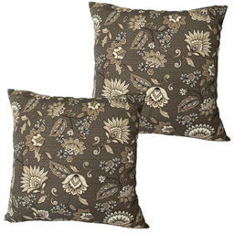 Kit 2 Capas de Almofada Impermeável Jacquard Floral Marrom 45cmx45cm - 1
