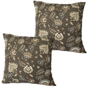 Ver imagem 1 de Kit 2 Capas de Almofada Impermeável Jacquard Floral Marrom 45cmx45cm