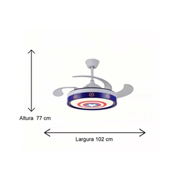 Ventilador Teto Retratil Infantil Led Bluetooth 1368 - 3