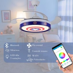 Ventilador Teto Retratil Infantil Led Bluetooth 1368 - 2