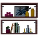 Ver imagem 1 de Kit 2 Nicho Retangular Nova Imbuia 50x15x10p Mdf Decorativo
