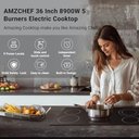 Ver mais imagens de Cooktop Elétrico Amzchef 36" com 5 Bocas, 8900w e Controle Touch (preto)