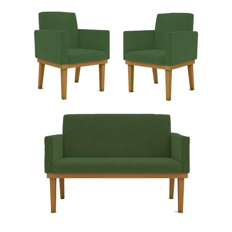 Kit Sofá Namoradeira + Poltrona Reforçada Verde