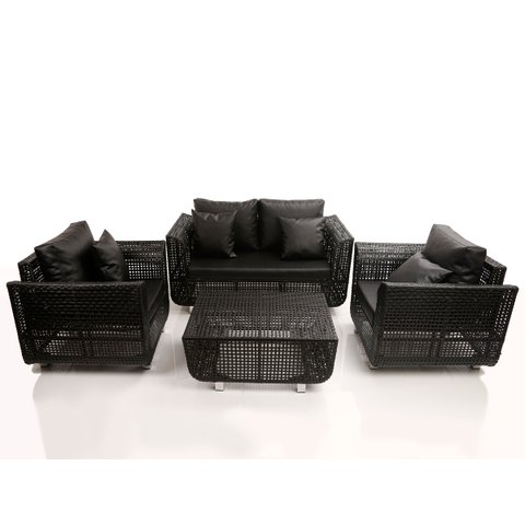 Jogo de Sofá e Poltronas Malibu com Mesa em Alumínio - Jardim, Área, Edícula, Piscina - Argila