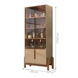 Cristaleira Retrô Cherie Champagne Cedro 2 Portas de Vidro - 2