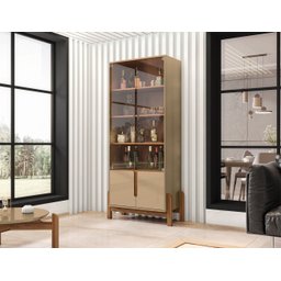 Cristaleira Retrô Cherie Champagne Cedro 2 Portas de Vidro - 4