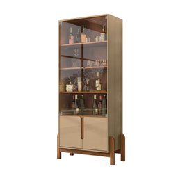 Cristaleira Retrô Cherie Champagne Cedro 2 Portas de Vidro - 3