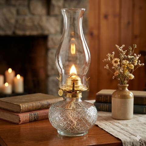 Lamparina Óleo Mesa Dourada Vidro Pavio Retrô Arandela Tocha Besha Seller