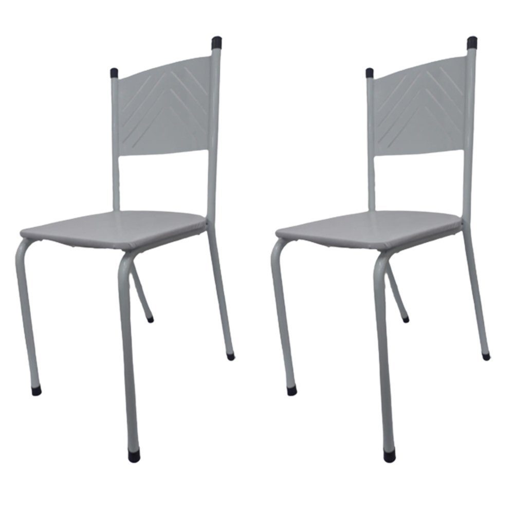 Kit 2 Cadeira Branca de Cozinha Jantar Metal Tubular Almofadada Assento Branco Medcombo - 1