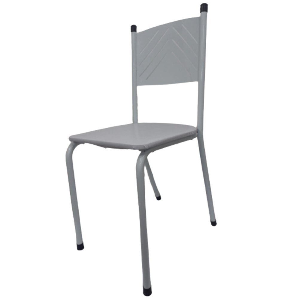 Kit 2 Cadeira Branca de Cozinha Jantar Metal Tubular Almofadada Assento Branco Medcombo - 2