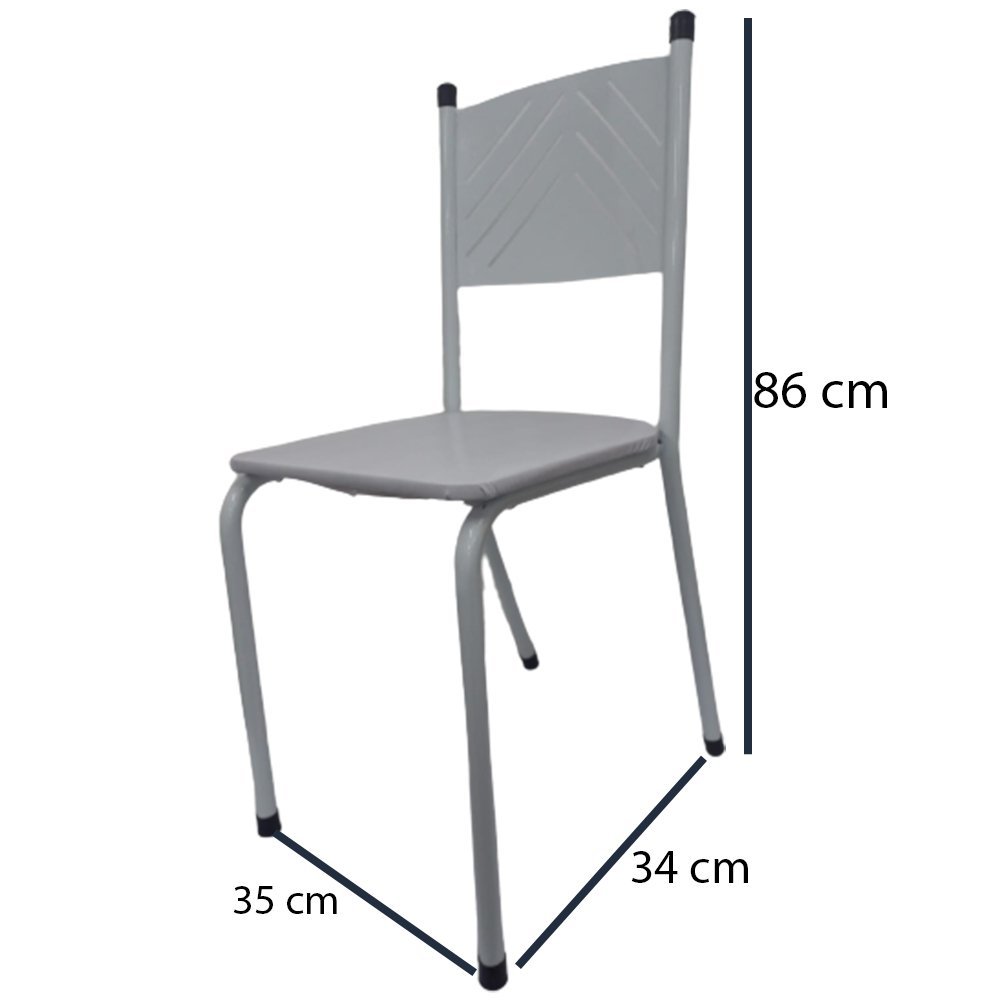 Kit 2 Cadeira Branca de Cozinha Jantar Metal Tubular Almofadada Assento Branco Medcombo - 3