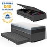 Cama Box Baú com Colchão de Espuma D45 Pillow Top Fort Comfort + Auxiliar Unique Solteiro 88cm - 2