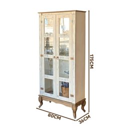 Cristaleira Madeira Maciça com Aparador Rústico Branco Garapa D230 D113 Denk - 3