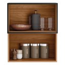 Ver imagem 2 de Armário Aéreo Proença 60cm Basculante 1 Porta Mdf e 1 Porta Vidro Reflecta Nogueira Touch-carbono