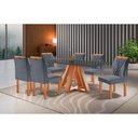 Ver imagem 1 de Mesa Madri 6 Cadeiras Lisboa Tampo Vidro 170x90cm Cel Móveis Cinamomo e Grafite