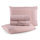 Ver imagem 1 de - Jogo de Cama Rosa 4 Peças Golden Bordado Inglês Hypercal 200 Fios