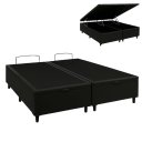 Ver imagem 1 de Cama Box Baú Casal 138x188cm, Base Bipartida Reforçada, Suede Preto, Montagem Não Necessária