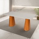 Ver mais imagens de Conjunto Mesa Fortaleza com 6 Cadeiras Madeira e Estofada Ímola Authentic Espresso Móveis Off White/
