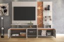 Ver imagem 2 de Home Belfast Frisado Painel P/ Tvs até 55'' C/ 4 Portas e Prateleiras P/ Decoração - Off White