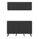 Ver imagem 5 de Kit Bar Armário Aéreo e Aparador 4 Portas Retrô Multimóveis Mp1086 Preto
