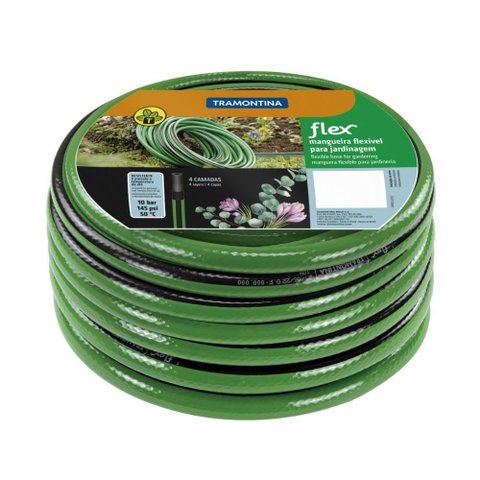 Mangueira Flex para Jardim Tramontina Verde com Faixa Preta em Pvc 4 Camadas 25 M