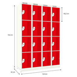 Armário de Aço 16 Portas - Nk 4304 Nilko Armários Vermelho Chave Padrão - 4
