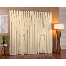 Cortina Voil com Forro Microfibra Sala e Quarto 9,00x2,00 - Palha - 1