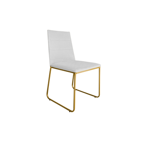Cadeira Decorativa Lille Sala Jantar Estar Base Gold Courino Branco