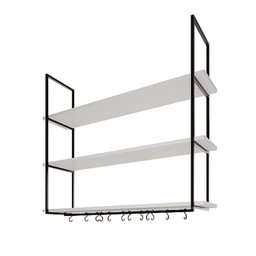 NICHO DE TETO PARA COZINHA 80 CM PRETO COM PRATELEIRA BRANCA - 2