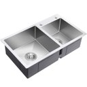 Ver imagem 6 de Cuba Dupla Cozinha Gourmet Aço Inox Escovado Luxo Escorredor Lava Louça Alimento Escorre Limpa Torne