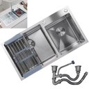 Ver imagem 1 de Cuba Dupla Cozinha Gourmet Aço Inox Escovado Luxo Escorredor Lava Louça Alimento Escorre Limpa Torne