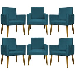 Kit 6 Poltronas Decorativas para Sala Mari Suede - 1 Kit 6 Poltronas Decorativas para Sala Mari Suede - 1
