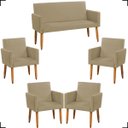 Ver imagem 1 de Kit Namoradeira Decorativa Para Sala Nina + 4 Poltronas Para Recepção Manicure Suede