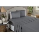 Ver imagem 2 de Kit Jogo de Lençol Casal Bordado Inglês 100% Hypercal 400 Fios 4 Peças Cinza