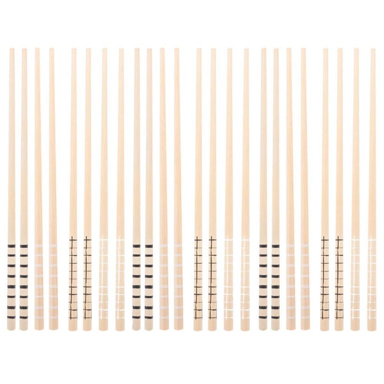 Kit 12 Hashis de Bambu Palitos de Comida Japonesa Sushi 24cm Estampas Geométricas