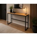 Ver imagem 6 de Mesa Jantar Aparador Bancada Alta Industrial 150x70cm Tampo Bege Pés Preto