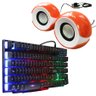 Teclado Gamer BK-151C + Caixa Som P/PC CS-69 Vermelha/Branca - 1
