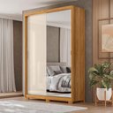 Ver imagem 1 de Guarda Roupa Casal Riva 2 Portas de Correr com Espelho 4 Gavetas MDF Cinamon Touch-Off White