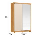 Ver imagem 3 de Guarda Roupa Casal Riva 2 Portas de Correr com Espelho 4 Gavetas MDF Cinamon Touch-Off White