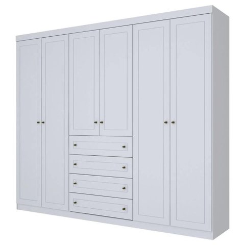Guarda Roupa Casal 6 Portas Americano Branco - Henn