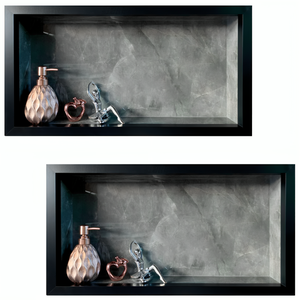 Kit 02 Nicho de Porcelanato Cinza Grafite Polido 60x32cm