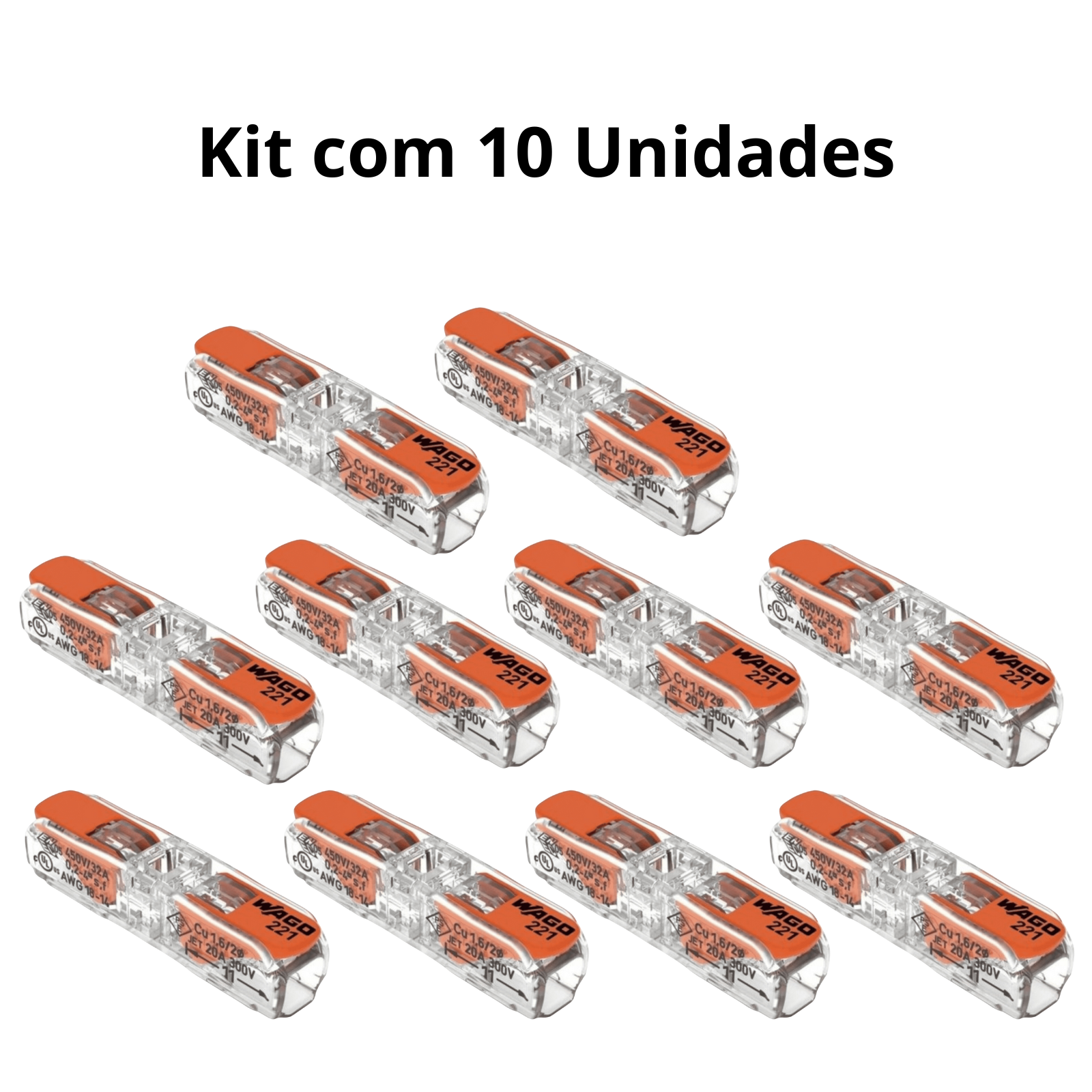 Kit 10 Conectores P/emenda de Fios Inline 221-2411 Wago - 6